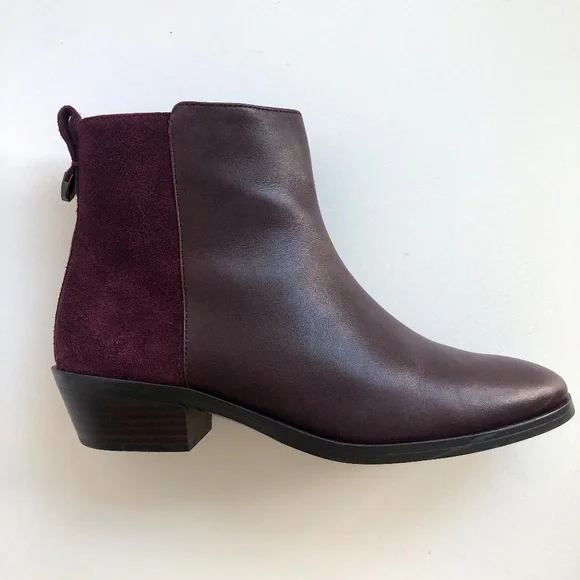COACH Carmen Ankle Boots Semi Matte Calf Leather/Suede Oxblood Burgundy Size 7.5 - Picture 7 of 8